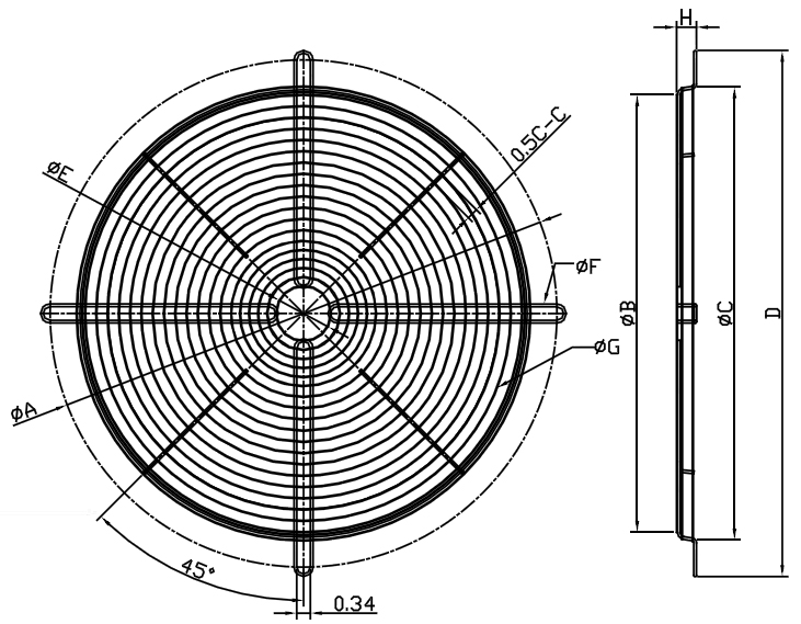 Stock Flat Domed Fan Guards Goldstone HVACR Inc Fan Guard